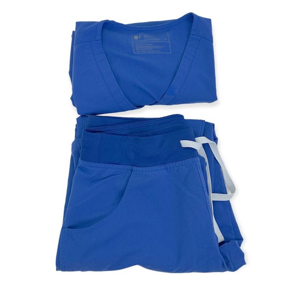 Limited Ed Figs Kade Cargo Pant Casma Three pocket Scrub Set S/M Denim Blue - Picture 1 of 13
